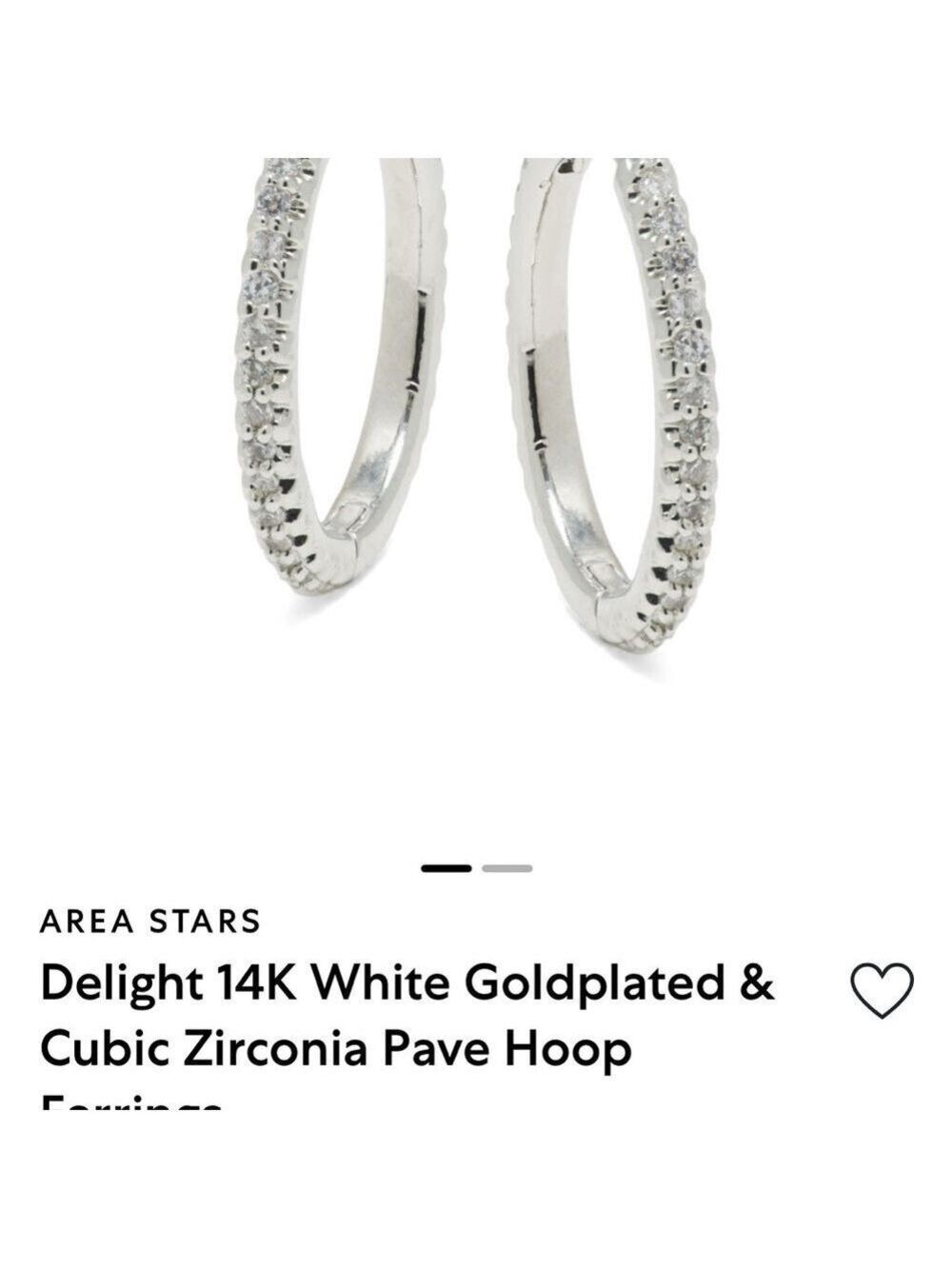 Area Stars Pavé Hoop Earrings Silver CZ 14K Gold Plated, Nice Sparkle